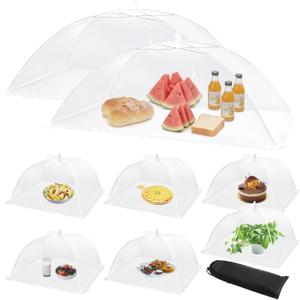 Mesh Food Covers for Outside - 2 Extra Large (40 x 24 in) & 6 Large (17 x 17 in) Food Tents, Collapsible and Reusable Food Covers for Outdoors Picnic, BBQ, Camping, Party Supplies