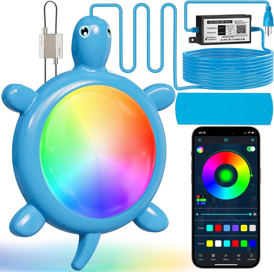 PRIORARE 22W Underwater Pool Lights, 5V Submersible Pool Light for Above Ground Inground Swimming Pools with APP Control Magnetic Led Pool Lights RGB Dimmable Timer IP68 Waterproof Music Sync (Blue)