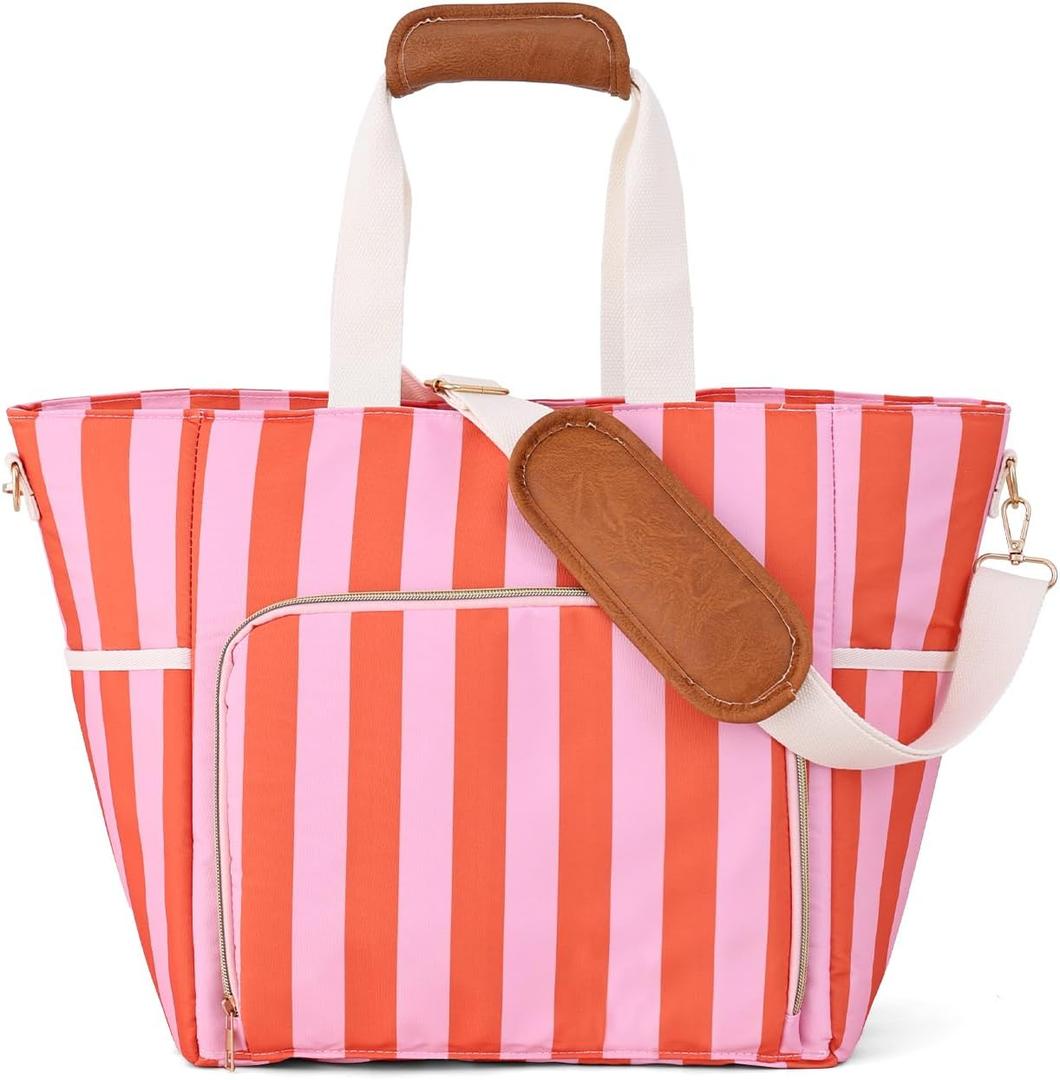 Large Insulated Soft Cooler Bag 30L with Leakproof Lining, Family Size Portable Cooler for Picnic, Beach, Camping, Travel, Orange powder