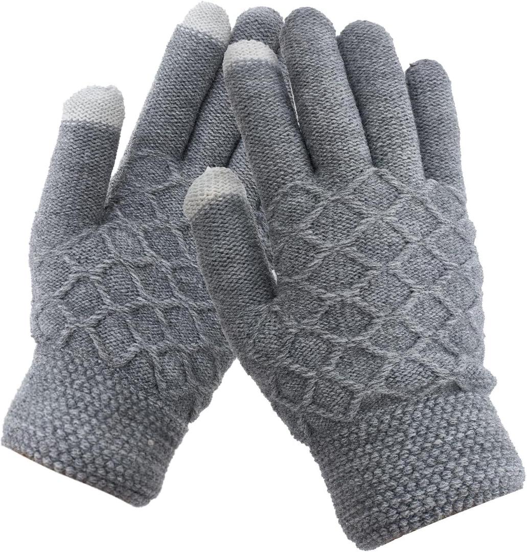 Yookat Winter Warm Touch Screen Gloves Womens Thermal Cable Knitted Fleece Lined Thick Winter Gloves for Cold Weather