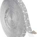 Tetutor 5 Yards Self Adhesive Rhinestone Ribbons, Sliver Rhinestone Strips, Diamond Crystal Rhinestone Ribbon Roll Stickers Glitter Bling Ribbons Rhinestones for Crafts Fabric Car Shoes Décor
