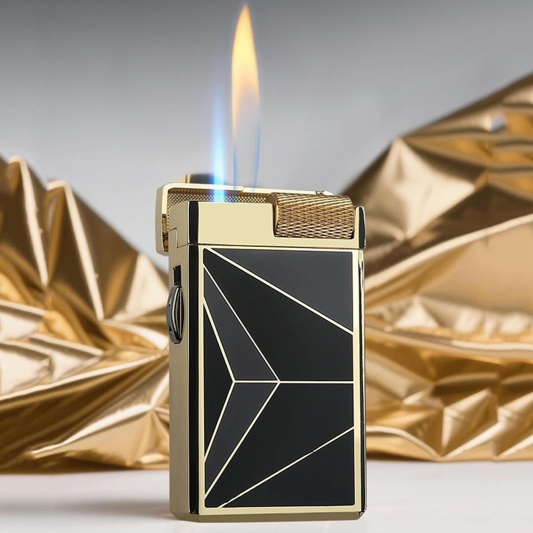 Cool Lighters, Jet Torch Lighter, Soft/Jet Flame Switchable Lighters, Butane Refillable Lighter with Visible Gas Tank and Adjustable Dual-Flame, Vintage Design for Men/Husband (Fuel not Included)