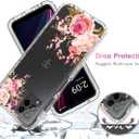 Case for REVVL 6 Pro/T Phone Pro 5G TMAF035G Case with Tempered Glass Screen Protector, Full Body Clear with Floral Design Protection Phone Cover Cases for T-Mobile REVVL 6 Pro 5G (rose flower)