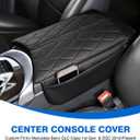 Karltys Center Console Cover for 2015-2021 Mercedes Benz C Class C300 W205 /2016-2022 GLC Class /2019-2024 EQC, Anti-Scratch Leather Waterproof Armrest Console Cover with Storage Pockets (Black)
