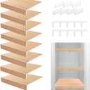 CroBlissful 8 Pcs Wire Shelf Covers 14x12 Inch Faux Wood PVC Shelf Liners Thick Rigid Wire Rack Covers with 7 Holders Adjustable for Closet Pantry Bathroom Mat Removable Interlocking Waterproof