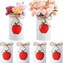 Domensi 6 Pcs Fall Apple Decorations Apple Vases Autumn Thanksgiving Table Centerpieces Galvanized Metal Vase for Flower Mason Jar Utensil Holder for Home Office Decor Teacher Appreciation Gifts(Red)