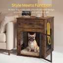 Dog Crate Furniture with Cushion and Charging Station,Small Dog End Table with Silent Drawer, Wooden Cage Kennel Indoor for Small Breeds 1“ Bar Spacing Anti-Chew Escape-Proof for Puppy