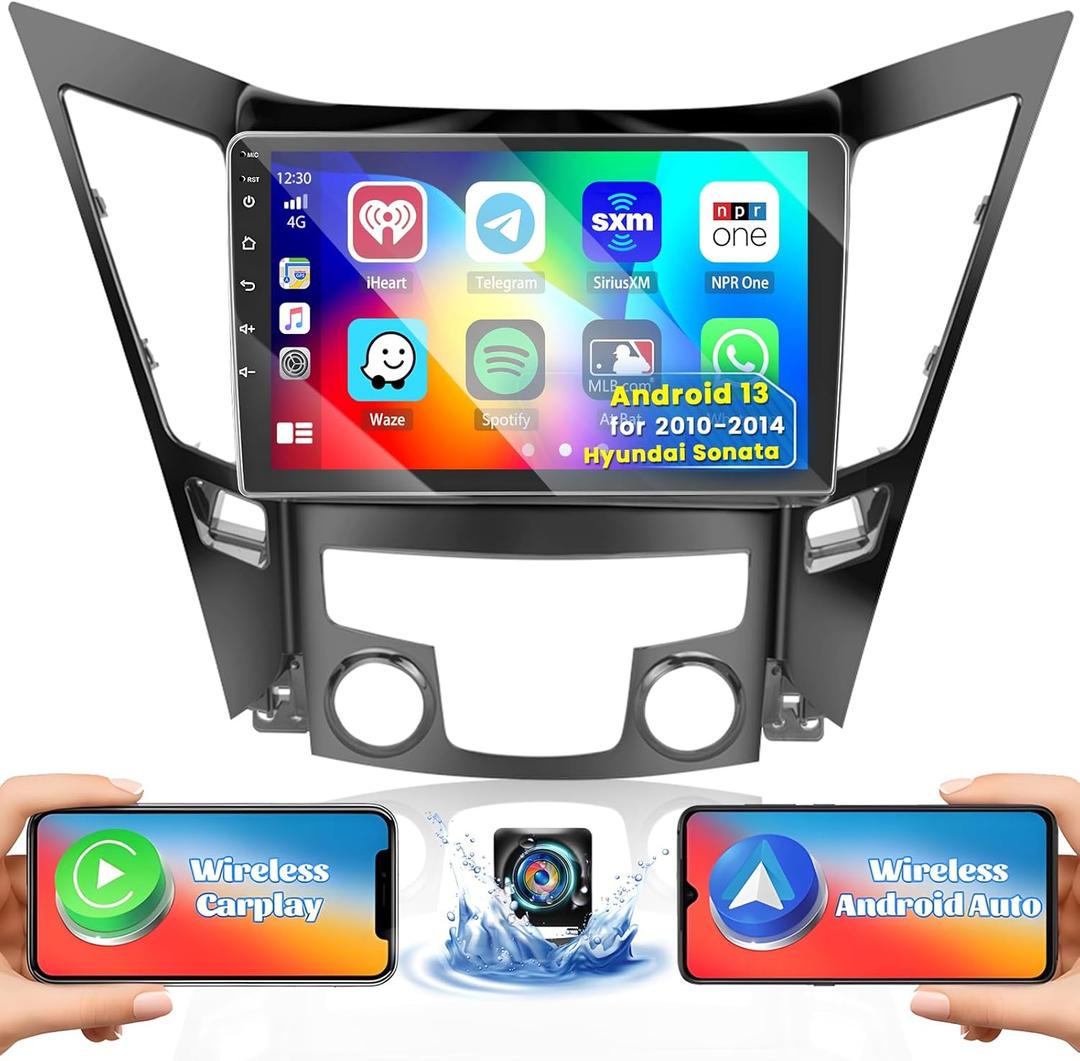 Android Car Stereo for Hyundai Sonata 2010-2015 2+32GB with Wireless Carplay Android Auto, 9" Touch Screen Radio Dash Kit GPS Navigation WiFi Bluetooth SWC Mirror Link, Mic Backup Camera