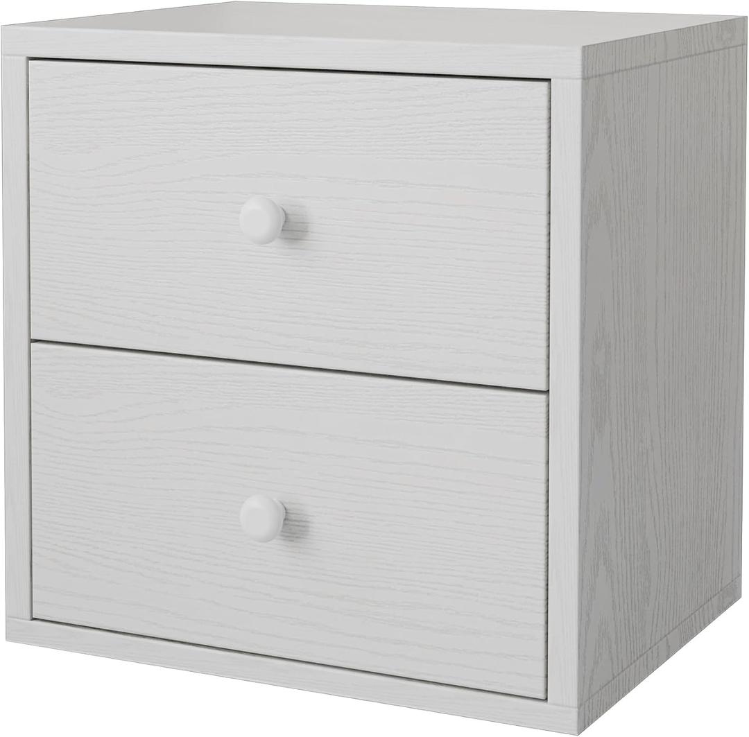 FUSUNBAO Magic DIY Cube Storage Organizer Stackable Cubes for Home Books Clothes Toy-Modular Cubby Storage System-Office Cubical-Bookcase Closet (Pure White-Washed, Drawer Cube)