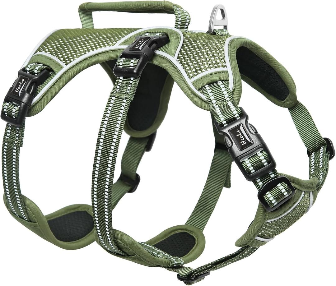 HEELE Dog Harness, Escape Proof Dog Harness, Release on Neck, No Pull Reflective Adjustable Vest with Durable Handle, Dog Harness for Outdoor Training Walking, Dog Harness for Small/Active Dogs, S