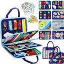 Esjay Toddler Busy Board Montessori Toys for Boys, Sensory Book Educational Activities for Learning Fine Motor Skills, Birthday Gifts for Boys Toddlers, Travel Toys for Airplane Car, Blue Dinosaur