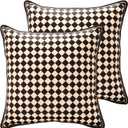 Patdrea Designer Rectangle Animal Print Velvet Throw Pillow Cover 18x18 inches,Brown Yellow Checkered Pattern,Decorative Lumbar Pillowcases Cushion for Bed Living Room Outdoor Car,Pack of 2