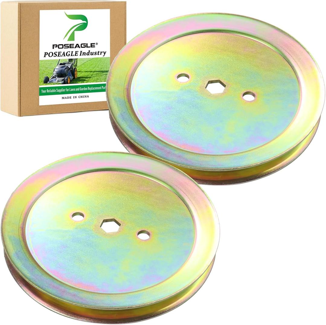 2 Pack GX20367 Pulley Replaces UC23728 Pulley for John Deere 42 Inch D110 D130 D105 D125 D100 L100 L110 L111 L118 LA115 LA105 LA135 LA100 LA120 LA125 E100 S100 E130 E110 E120 Lawn Tractors
