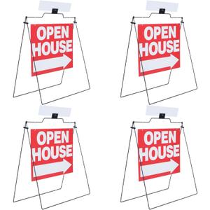 Open House Signs for Real Estate, A-Frame Yard Sign with 4 Pack 32'' x 28'' Corrugated Plastic, Durable Outdoor Real Estate Sign Holder for Sidewalk, Foldable House for Sale Sign by Owner