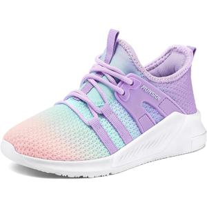 RUNSIDE Girls Tennis Shoes Lightweight Sports Kids Sneakers Lace-up for Running/Walking, Toddler/Little Kid/Big Kid (11 Little Kid, Pink Purple)