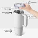 40 oz Tumbler with Handle and Straw Lid,Insulated Reusable Stainless Steel Water Bottle Travel MugCupholder Friendly Double Wall Vacuum Sealed Cup (Cold White)