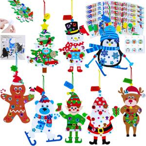 Winlyn 24 Sets Holiday Decorations DIY Christmas Tree Ornaments Winter Crafts Kits Foam Reindeer Penguin Snowman Foam Stickers for Kids Holiday Seasonal Gift Home Classroom Activities Party Favors