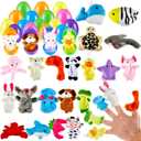 Civaner 40 Pcs Finger Puppets with Eggs Prefilled Egg with Cartoon Animal Puppets Toys Back to School Soft Plush Dolls Props for Party Basket Stuffers (Cute Style)