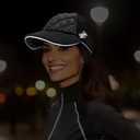 EZPACE Womens Winter Running Hat with Ponytail Hole & Fold-Down Ear Warmers, Reflective Cap for Cold Weather Runs (Black)