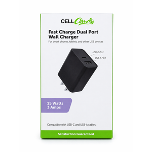 CELL CANDY Fast Charge Dual Port Wall-Charger 15Watts 3 Amps