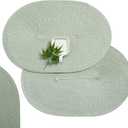 AHHFSMEI Placemats Set of 4 for Dining Table Washable Woven Vinyl Non-Slip 18x12 inches Placemat Heat-Resistant Durable Table Mats for Dining Table Easy to Clean (Sage Green, 4)