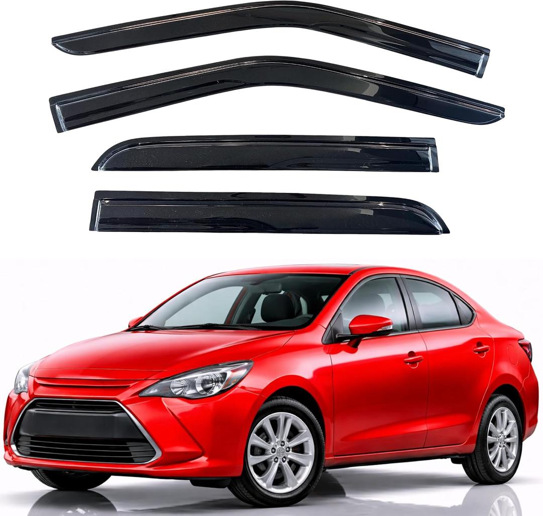 KPY Rain Guards Fit for 2014-2019 Toyota Yaris Sedan, Out-Channel Window Visors Vent Wind Deflectors 4PC, Car Accessories for 14-19 Yaris Sedan (Excludes Hatchback)