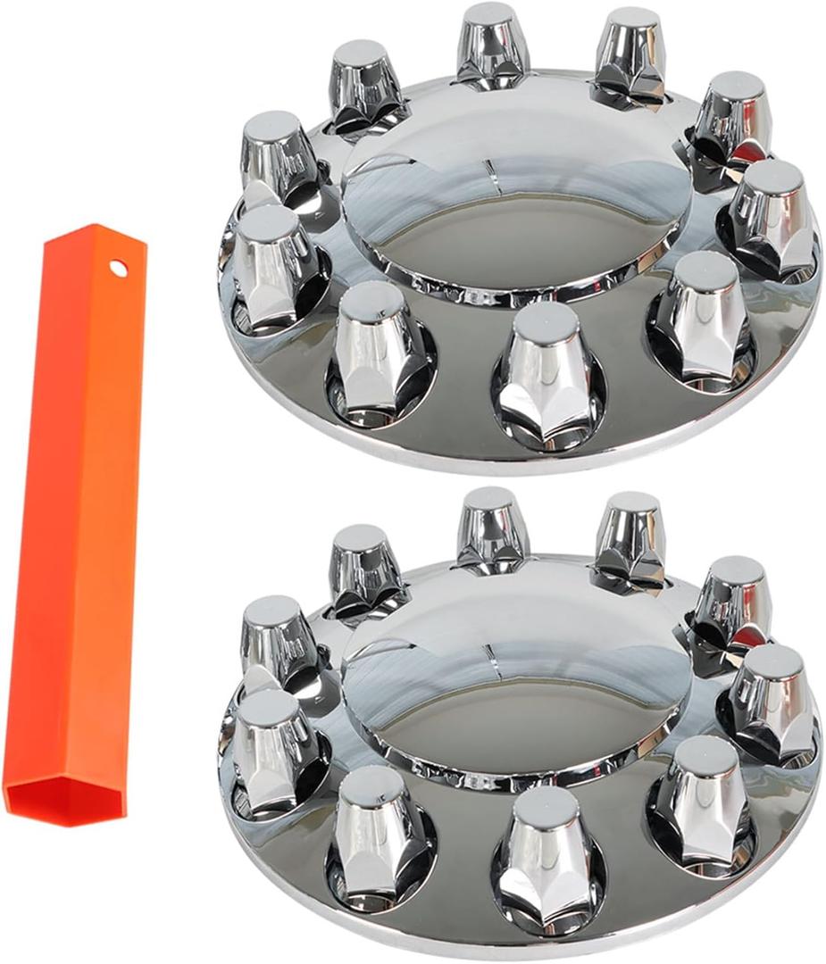 2PCS Front Wheel Covers Hub Axle Semi Plastic ABS Chrome Pair 33mm Nut Covers