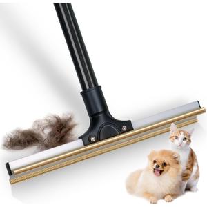 Carpet Rake for Pet Hair Removal, Reusable Dog Hair Remover with 47" Handle, Pet Hair Removal Tool with Innovative Metal Edge Design for Carpets, Rugs, Stairs, Pet Tower & Hard-to-Reach Places
