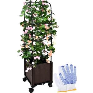 MQUPIN Tomato Planter Boxes,Raised Garden Bed Planter Box with Trellis, 52''Self Watering Tomato Cage, with Wheels for Climbing Vegetables Plants, Tomato Cage