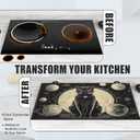 Electric Stove Top Cover,Black Cat Stove Cover for Glass Top Electric Stove,Astrology Heat Resistant Flat Top Stove Mat Countertop Protector, 28 x 20 Inch