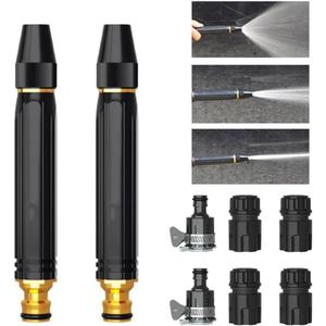 High Pressure Power Washer Nozzle with Connector Set,New Direct spray gun,Power Jet Water with Three Spray Modes, Multi Function Watering Sprayer for Cleaning Yard Pets Car (2 PCS)