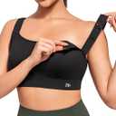 Yvette Nursing Sports Bras for Breastfeeding Supportive Wireless Padded Maternity Bralette for Pregnancy (Black)