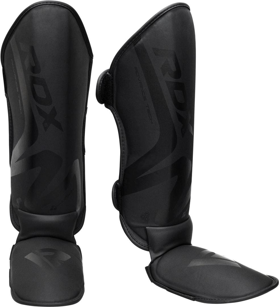 RDX Shin Guard for Muay Thai, Kickboxing, MMA Training, Maya Hide Leather Instep Leg Foam Pads for Martial Arts, Sparring, Gear for BJJ and Boxing (Matte Black)