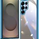 2 x for Samsung Galaxy S25 Ultra Case [Electroplating Protective] [Non-Yellowing Clear] Metallic Luster Soft Super Thin TPU Anti-Fall Case for Galaxy S25 Ultra,(Blue)