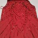 Adrianna Papell Women's Bead Mock Halter Dress (Red) 6