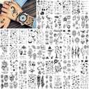 FANRUI 52 Sheets Creative Black Tiny Crown Infinity Triangle Fake Tattoos For Men Women Realistic Stars Letters Tattoos For Kids Temporary Waterproof Arm Hand Face Finger Neck Tatoo Stickers