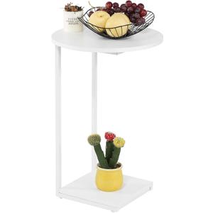 DCLRN Small End Table,c Table End Table for Sofa,Round Coffee Table is Suitable for Living Room and Bedroom.(White) (SET OF 1)