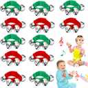 12 Pcs Christmas Wrist Jingle Bells,Bracelets Hand Bell Band Instrument Percussion Musical Ankle Bell for Kids,Party Favors,Green Red