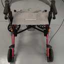 HOMLAND Foldable Rollator Walkers with Seat for Seniors, 8'' Big Wheels, 350 lb. Weight Capacity, Adjustable Handles and Seat Height, Lightweight Rolling Walker, Red