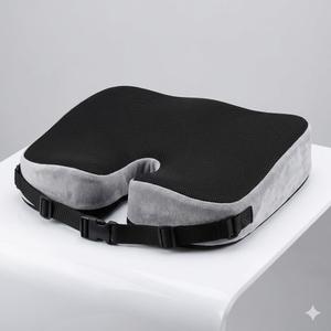 TushGuard Office/ Car Seat Cushion, Non-Slip Sciatica & Back Coccyx Tailbone Pain Relief Chair Pad, Memory Foam Butt Pillow for Computer Desk, Wheelchair, Driving (Black) (Large)