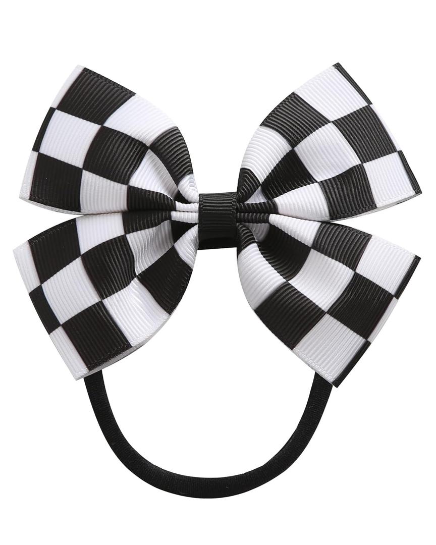 Fancheer Baby Girls Racing Checkered Flag Bow Headband Infant Toddler Birthday Party Hair Accessories