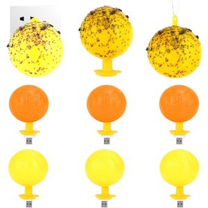Original Fruit Fly Trap Ball with Light, 6pcs Hanging Fungus Gnat Killer Catcher, Adhesive Sticky Glue Catching Ball Fly Gnat Wasp Hornet Bugs Flying Insects Trap Ball for Indoor Outdoor Plant