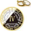 3 x Affirmation Sobriety Coin Gift Set | Silver & Gold AA Chip Medallion with Token Capsule, Stand & Card | Sobriety Gifts for Anniversary Month & Year for Men & Women in Recovery (Four Years)