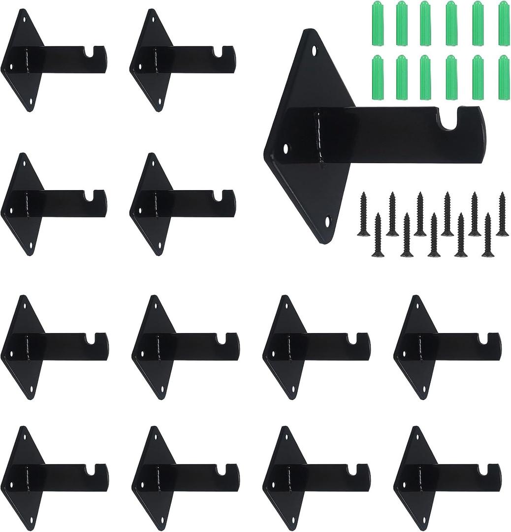 Gridwall Mount Brackets Black for Grid Panels, Wire Wall Mount Brackets for Clothing Store, Cloakroom, Retail Display, Wall Organization 12pcs