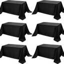 6-Pack Black Tablecloths for Rectangle Tables, 90 x 156 Inches, Stain-Resistant Polyester Fabric for 8 Foot Tables - Washable Table Covers for Weddings, Banquets, Birthday Parties, Events