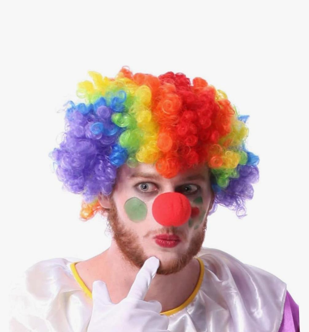 LIFKOME 3pcs Clown Costume Set Colorful Wig Clown Nose Gloves for Carnival Party Dress-up Fun Stage Halloween Costumes Creative Cosplay
