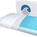 Bluewave Bedding Super Slim Max Cool CarbonBlue Gel Memory Foam Pillow for Stomach and Back Sleepers - Thin, Flat Design with Advanced Cooling (3.25-Inch Height, Standard Size)