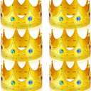 Hanaive King Crowns for Men Kids Gold Royal Jeweled Plastic Crown for King Queen Prince Princess Costume Cosplay Party