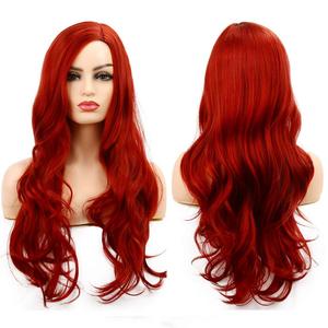Baruisi Long Curly Wavy Red Wigs for Women Side Part Natural Looking Cosplay Synthetic Fiber Wig Heat Resistant Replacement Hair