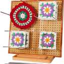 HHSarioneiro 11.8" Crochet Blocking Board with 16 Pins/Pegs, Granny Square Blocking Boards for Crochet Projects, Wooden Crocheting Accessories Gifts for Crocheters